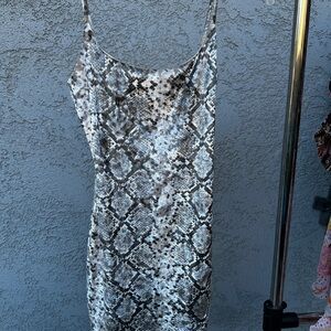 Beige Snake Mini Print Dress